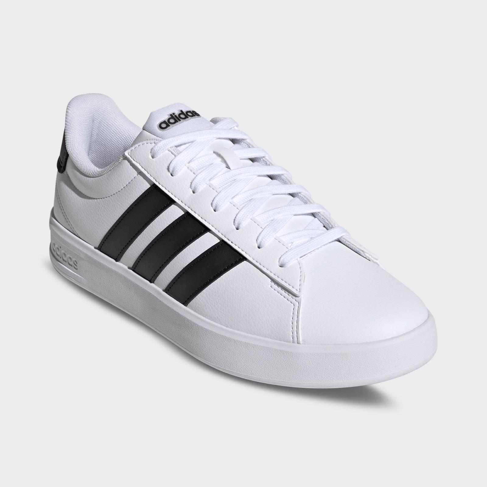 Men's adidas Grand Court Casual Shoes (Wide Width) - Cloud White/Core Black/Cloud White - view 2