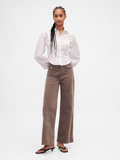 High Rise Stride Wide-Leg Jeans - Plymouth rock brown