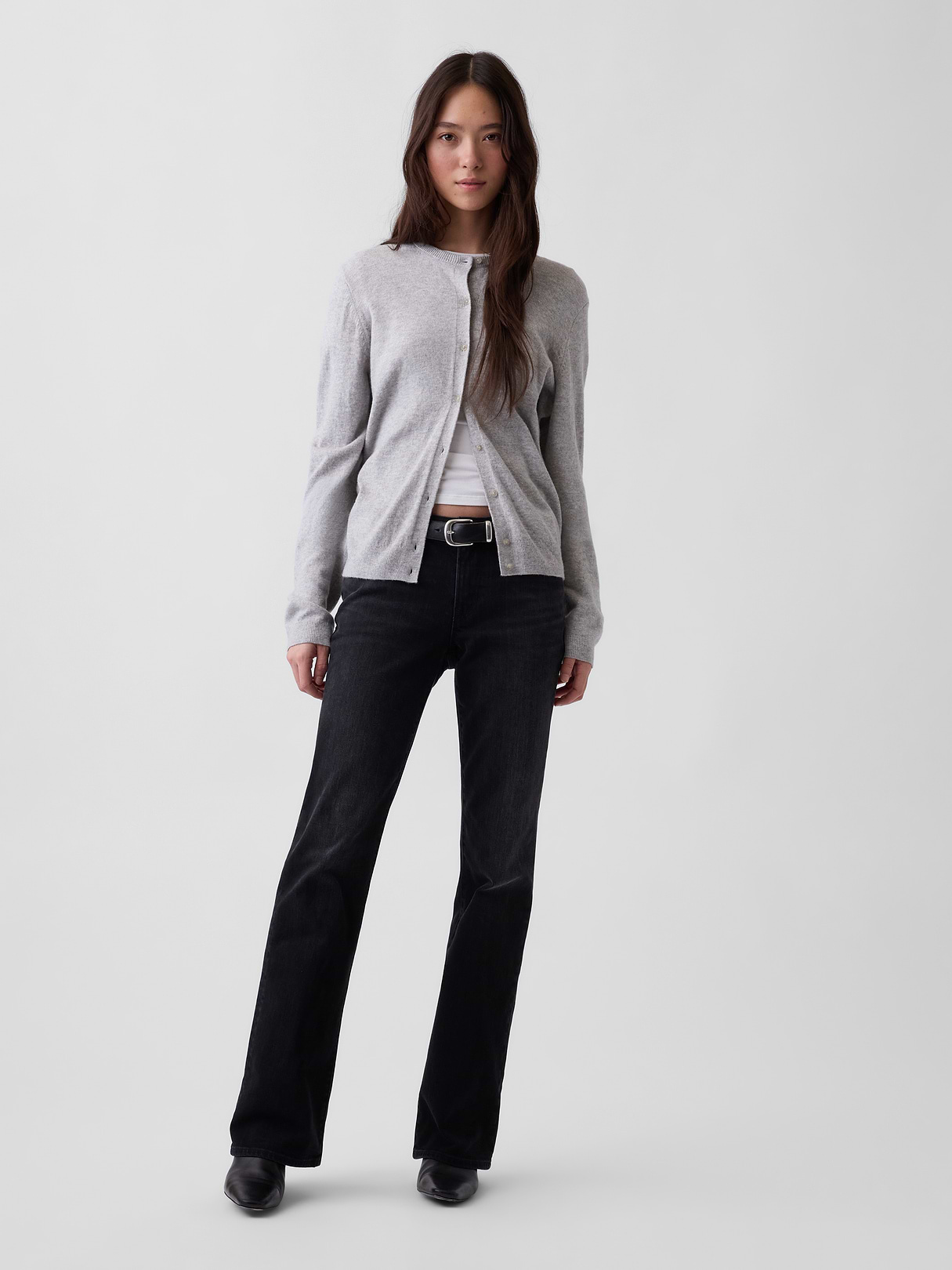 Low Rise Long & Lean Split-Hem Jeans - Black wash