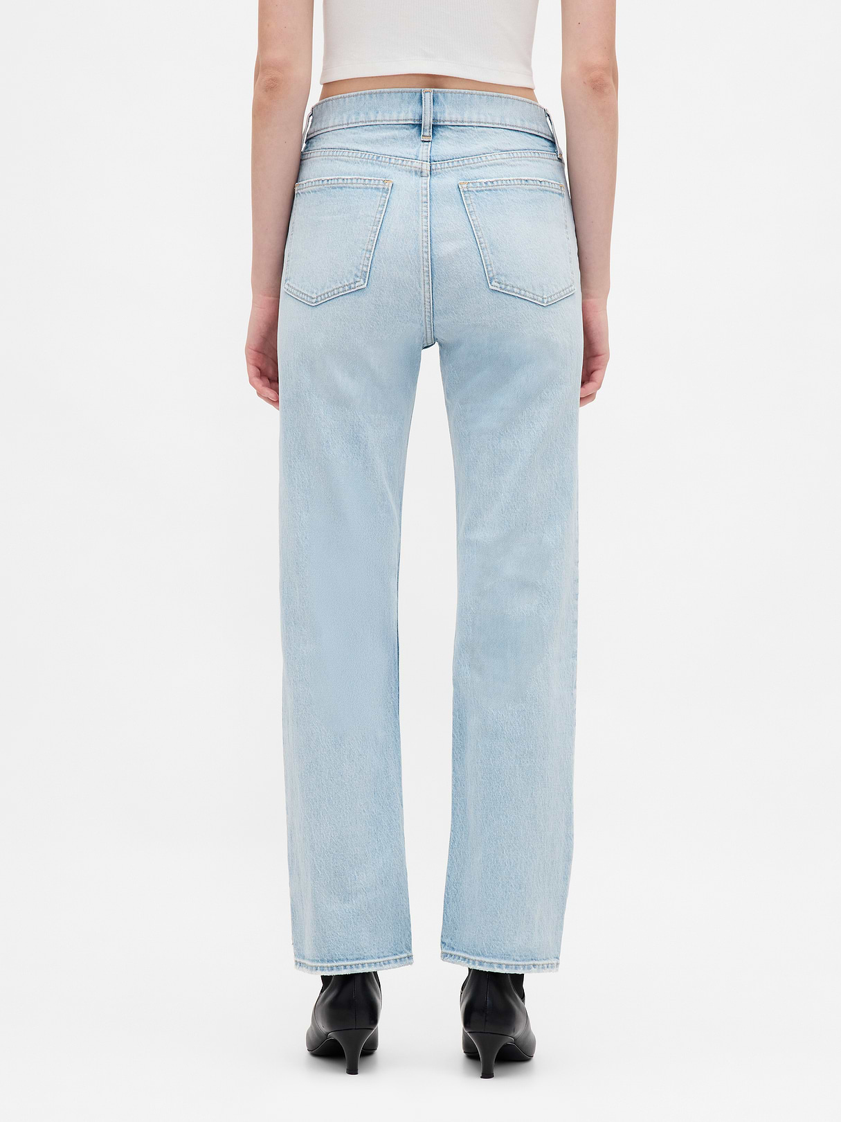High Rise ’90s Slim Straight Crop Jeans - Light indigo