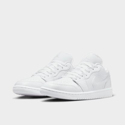 Women's Air Jordan 1 Low SE Casual Shoes - White/White/White - Left shoe facing left. Outside of the shoe. - view 2