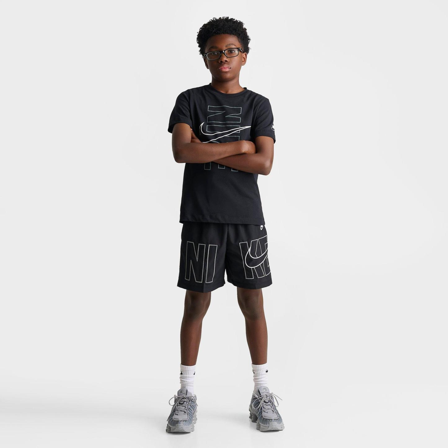 Big Kids' Nithtke Multi Dri-FIT Graphic Training Shorts - Black/White