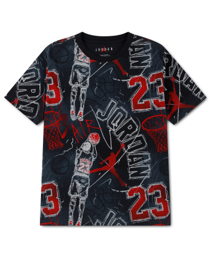 Jordan Boys' 8-20 Notebook Doodle Printed Short-Sleeve T-Shirt - Black