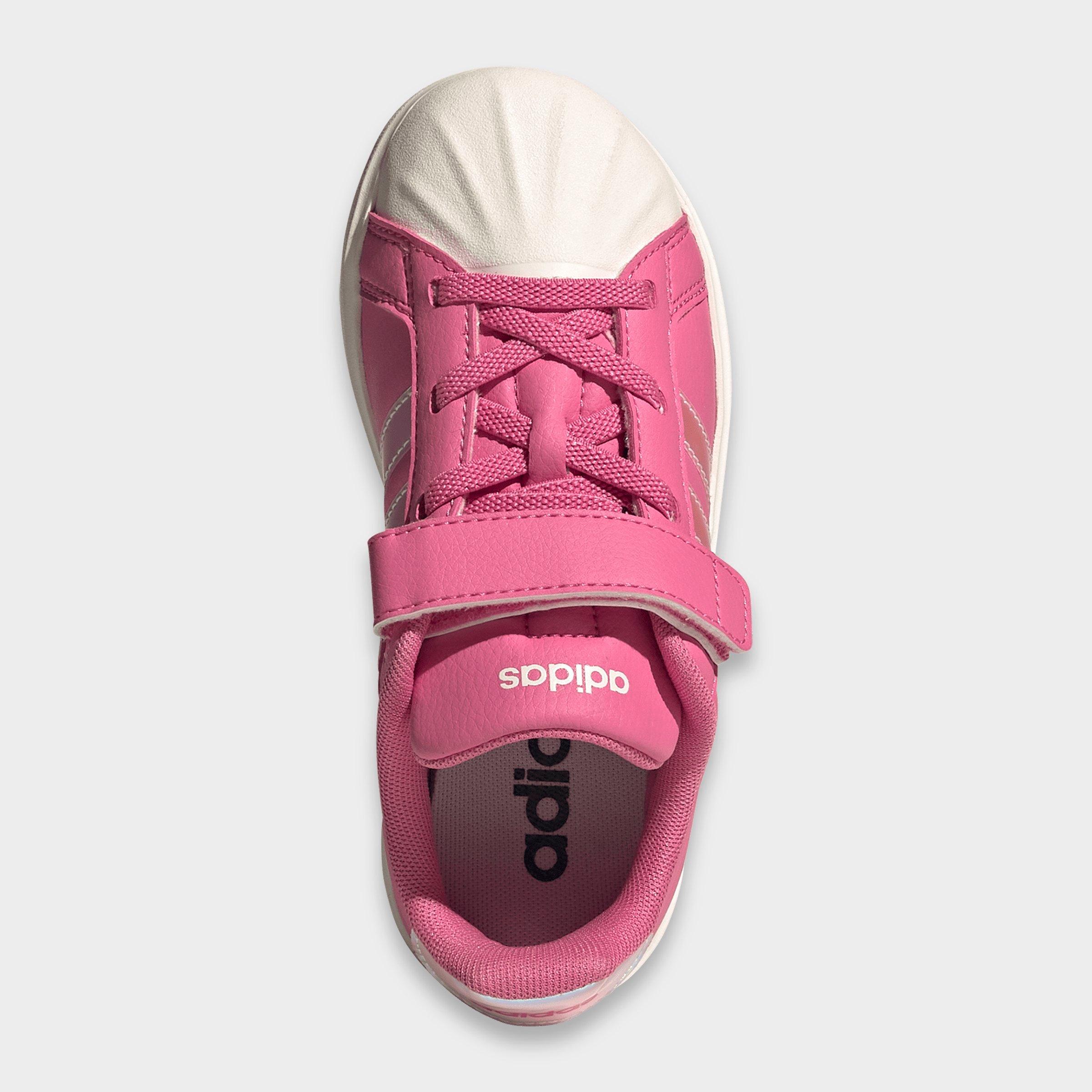 Girls' Little Kids' adidas Streettalk Stretch Lace Hook-And-Loop Casual Shoes - Pink Fusion/White/Wonder Quartz - Top view