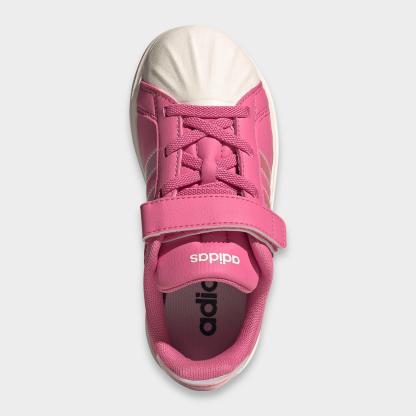 Girls' Little Kids' adidas Streettalk Stretch Lace Hook-And-Loop Casual Shoes - Pink Fusion/White/Wonder Quartz - Top view