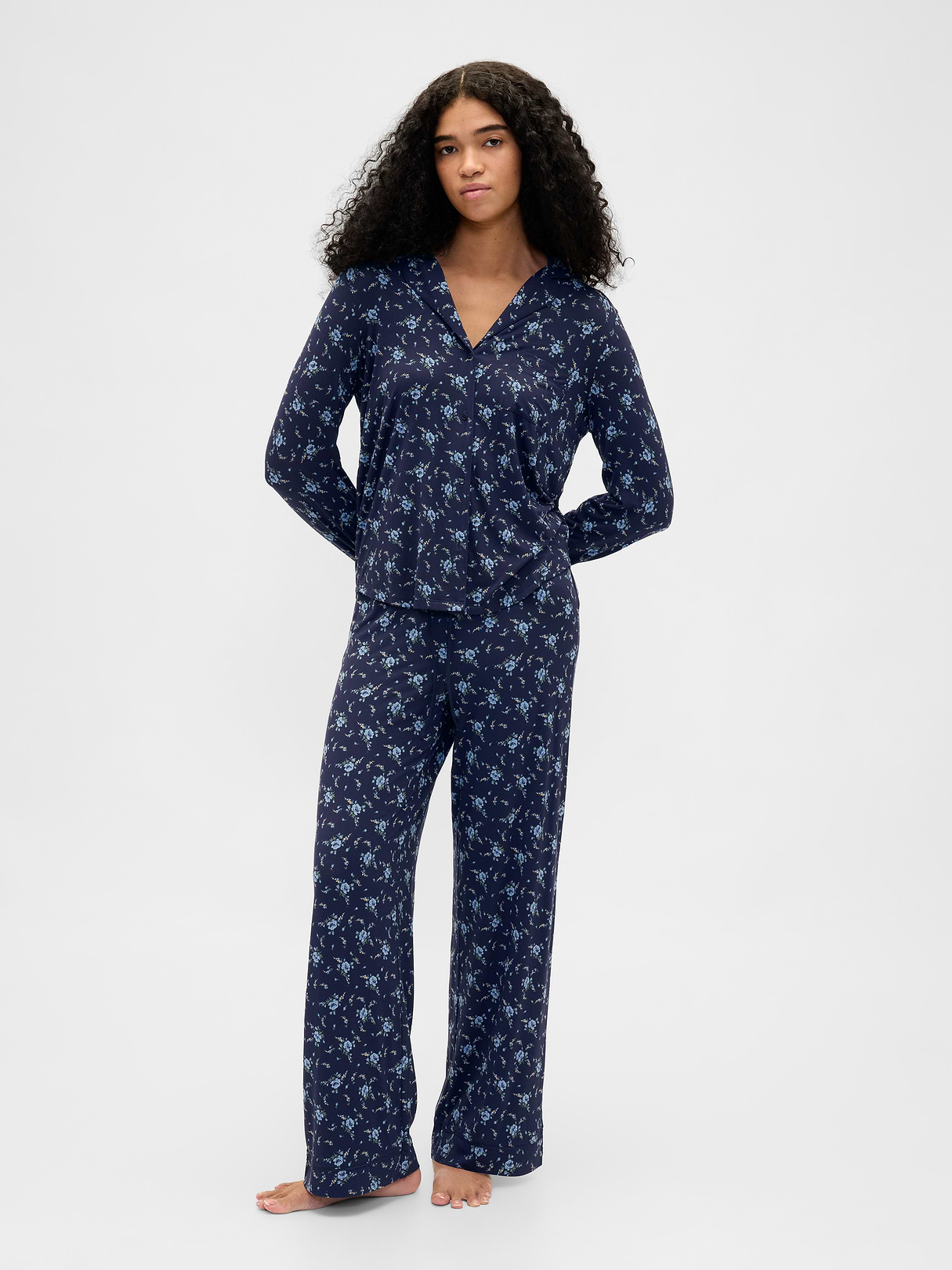 SoftMade Modal PJ Top - Blue floral