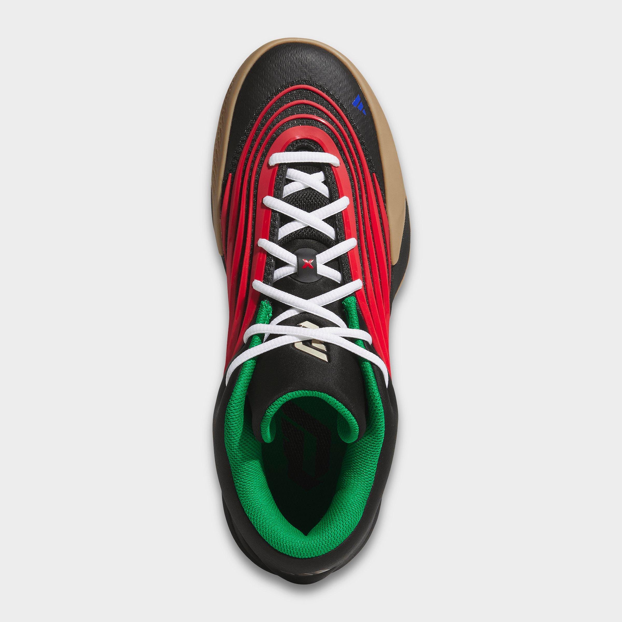 Men's adidas Dame X Basketball Shoes - Core Black/Pure Ruby/Gum - Top view
