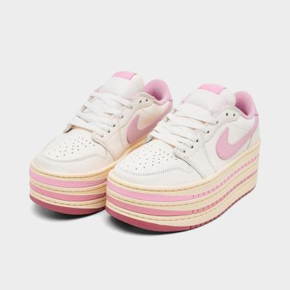 Women's Air Jordan 1 Low Triple Stack Casual Shoes - Pale Ivory/Iced Carmine/Muslin - view 2