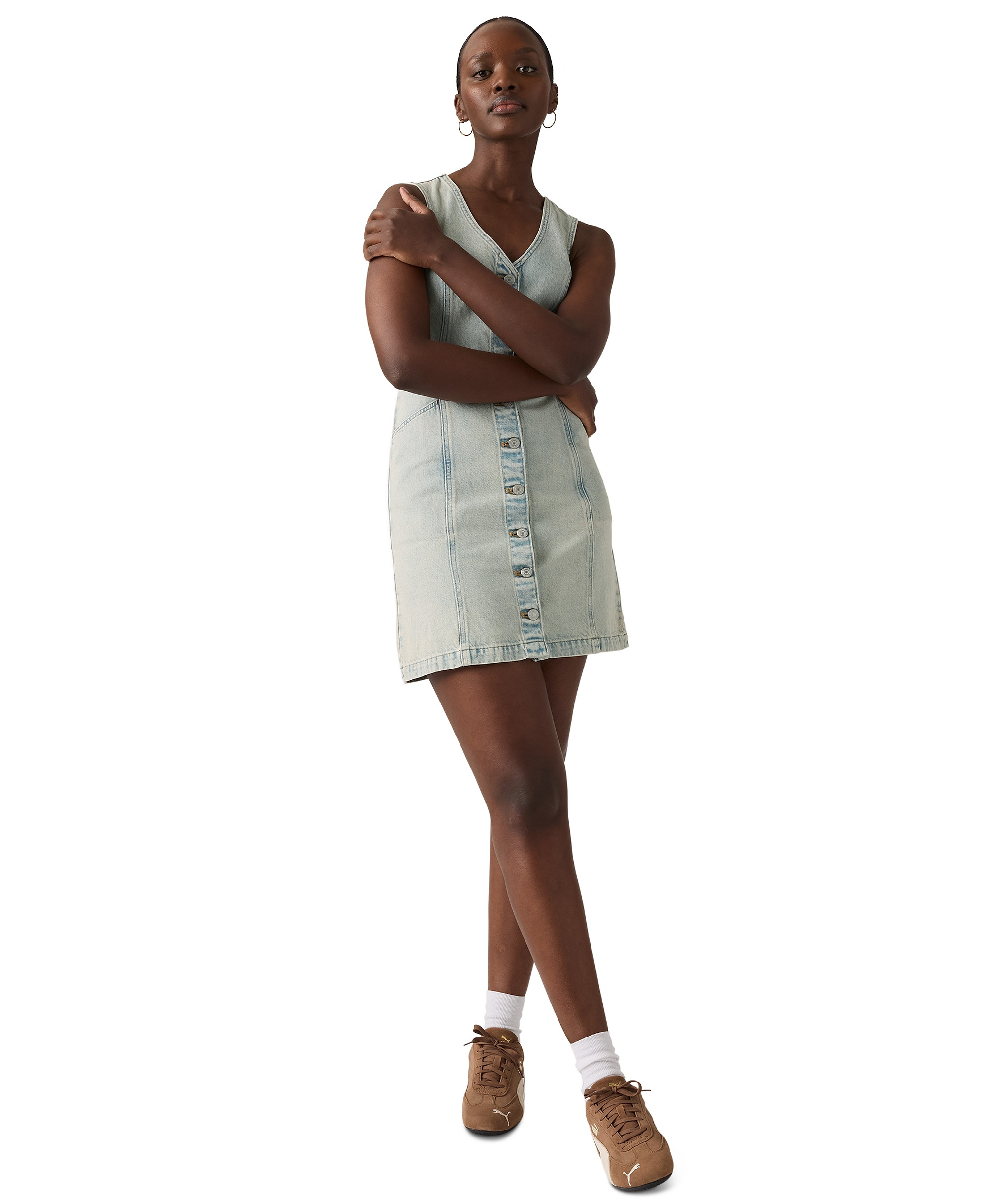 Levi's Women's Vianna Denim Button-Front Vest Dress - A Little Hazy Dress
