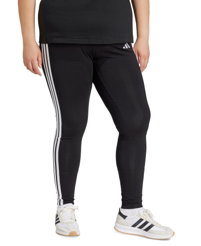 adidas Plus Size Essentials 3-Stripes Cotton Leggings - Black/White