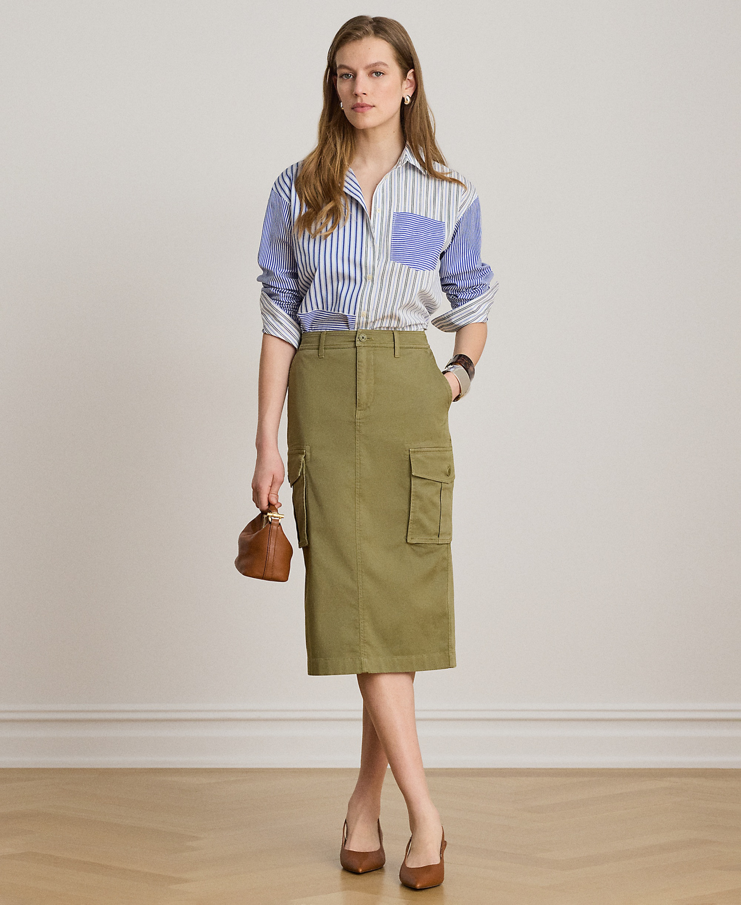 Lauren Ralph Lauren Women's Spread Collar Striped Broadcloth Shirt