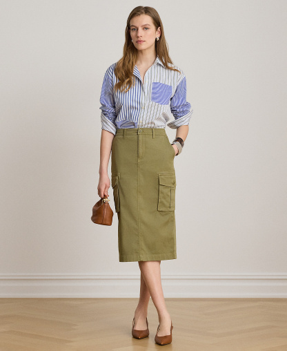 Lauren Ralph Lauren Women's Spread Collar Striped Broadcloth Shirt