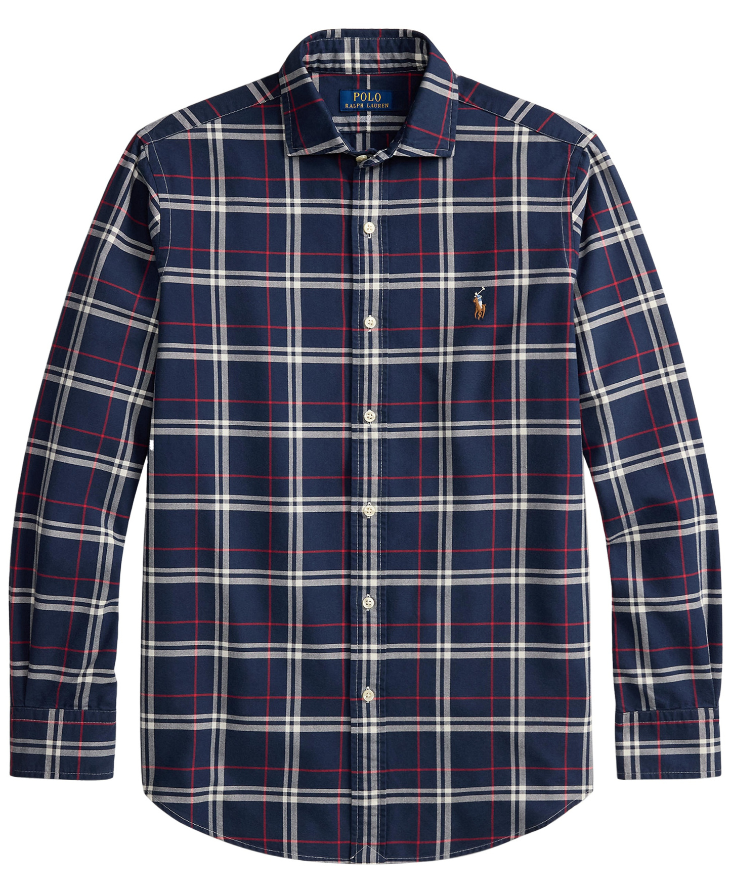 Polo Ralph Lauren Men's Classic-Fit Plaid Brushed Oxford Shirt - Navy Red White