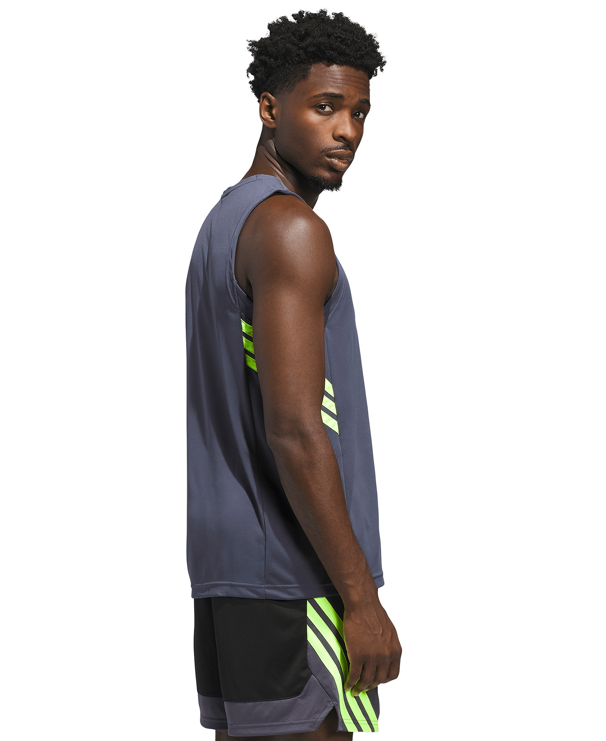 adidas Men's Basketball Logo Graphic Tank Top - Onix / Lemon