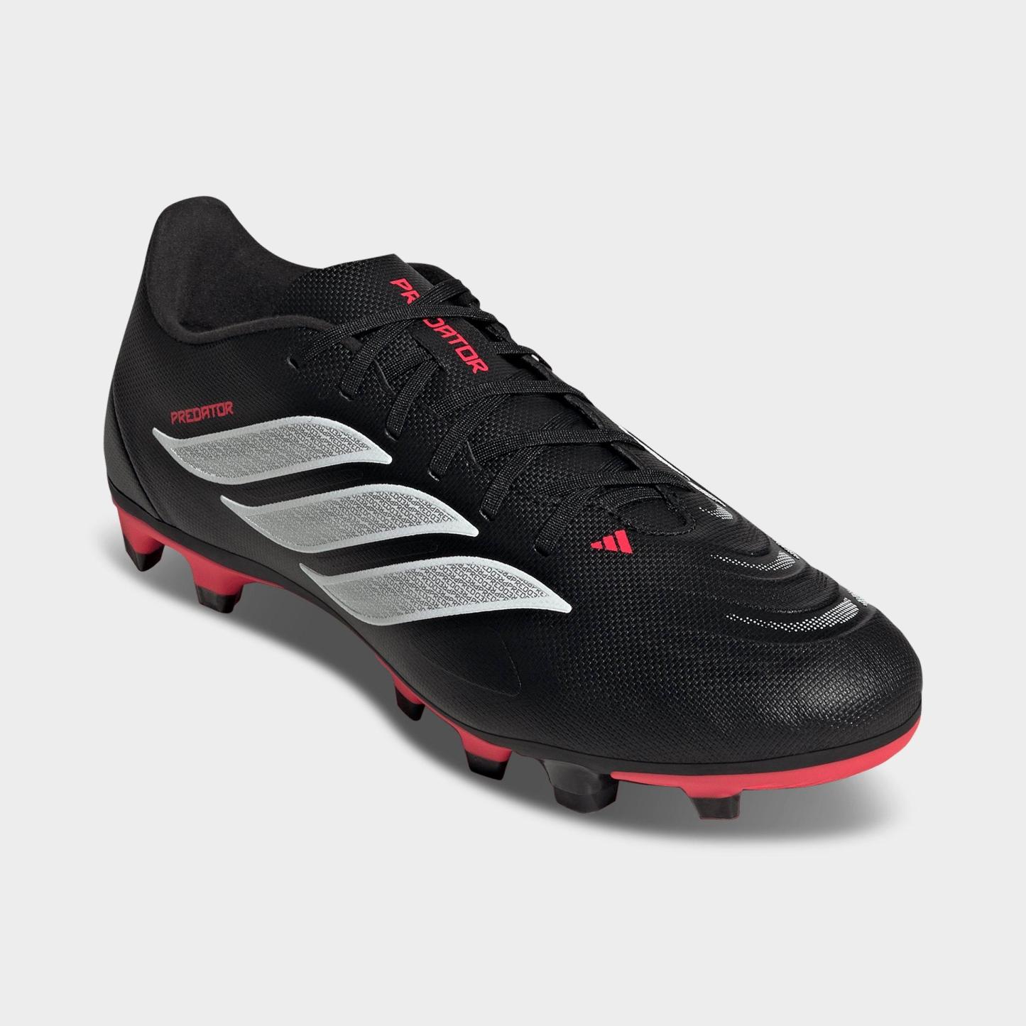 Men's adidas Predator Club Firm Ground/Multi Ground Soccer Cleats - Core Black/Cloud White/Lucid Red - Both shoes facing left