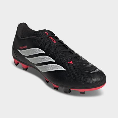 Men's adidas Predator Club Firm Ground/Multi Ground Soccer Cleats - Core Black/Cloud White/Lucid Red - Both shoes facing left