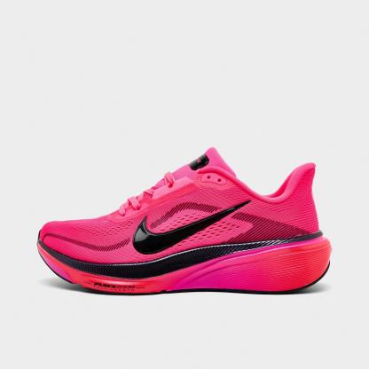 Women's Nithtke Pegasus 42 Running Shoes - Part 1 - Hyper Pink/Black/Laser - Left shoe facing left. Outside of the shoe.