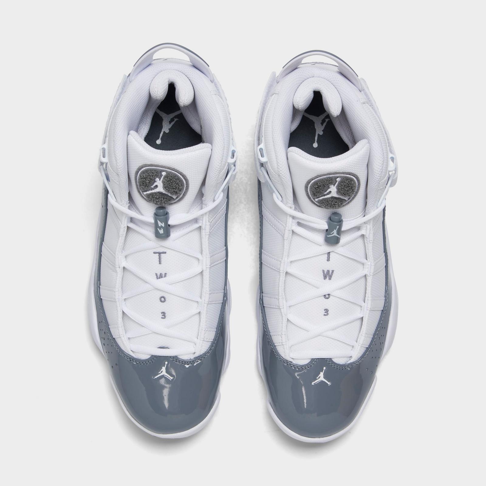 Men's Air Jordan 6 Rings Basketball Shoes - White/White/Cool Grey - view 5