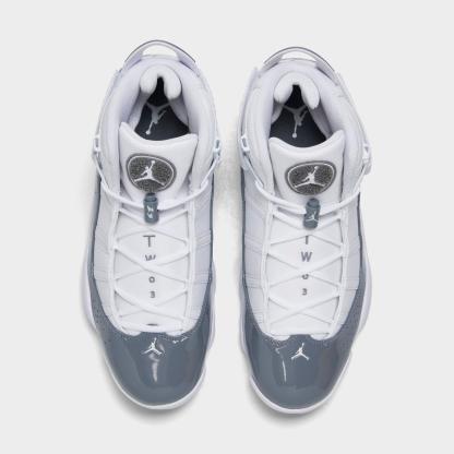Men's Air Jordan 6 Rings Basketball Shoes - White/White/Cool Grey - view 5