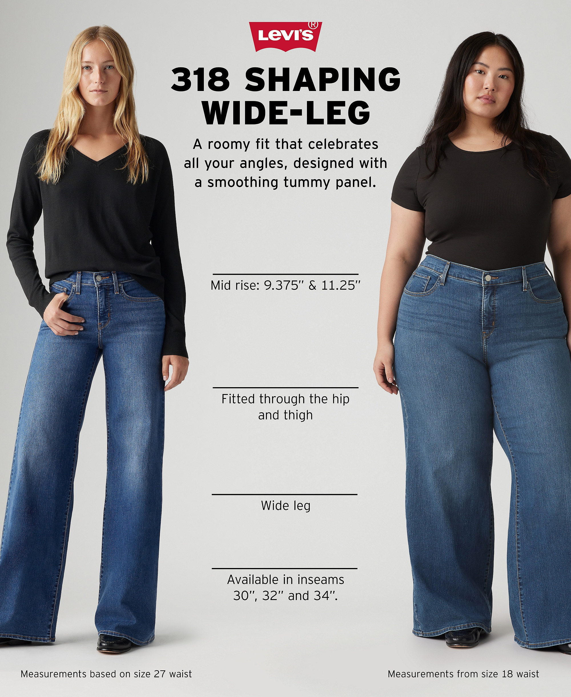 Levi's Women's 318 Shaping Stellar-Stretch Wide-Leg Jeans - Sassafras