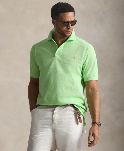 Polo Ralph Lauren Men's Big & Tall The Iconic Mesh Polo Shirt - Cruise Lime