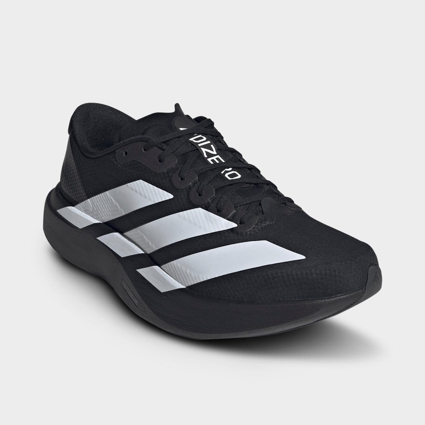 Men's adidas Adizero EVO SL Woven Running Shoes - Part 1 - Core Black/Cloud White/Carbon - Both shoes facing left