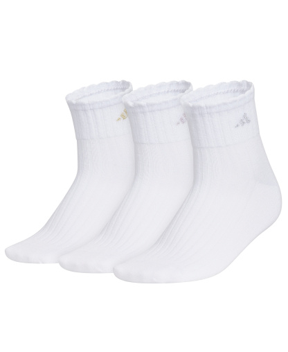 adidas Women's Sport Fashion Quarter Socks, 3-Pack - White/gold Metallic/rose Gold
