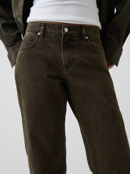 Mid Rise Straight Taper Jeans - Bamboo green