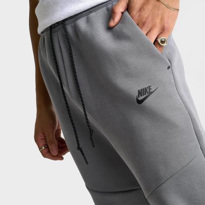 Men's Nike Tech Fleece Jogger Pants - Smoke Grey/Fire Red