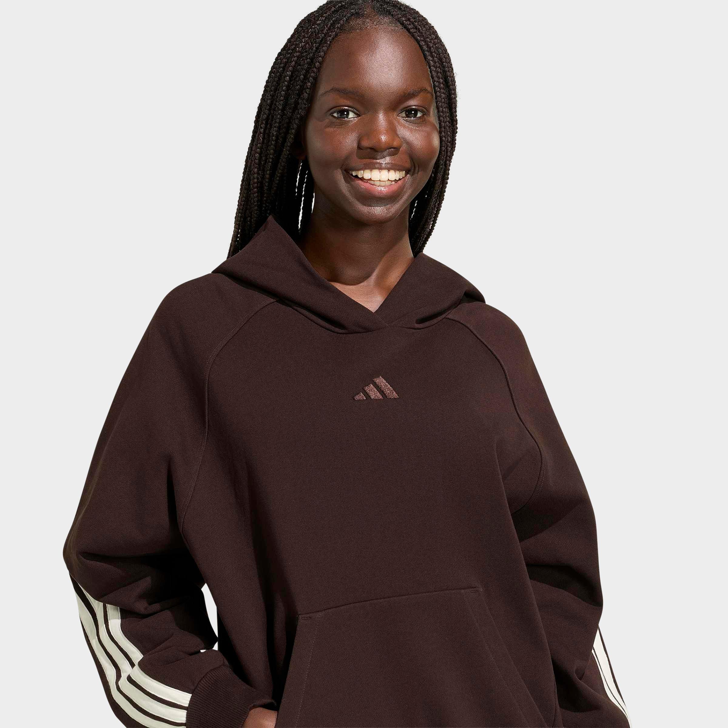 Women's adidas Sportswear Kit 3-Stripes Hoodie - Aurora Coffee/Off White/Off White