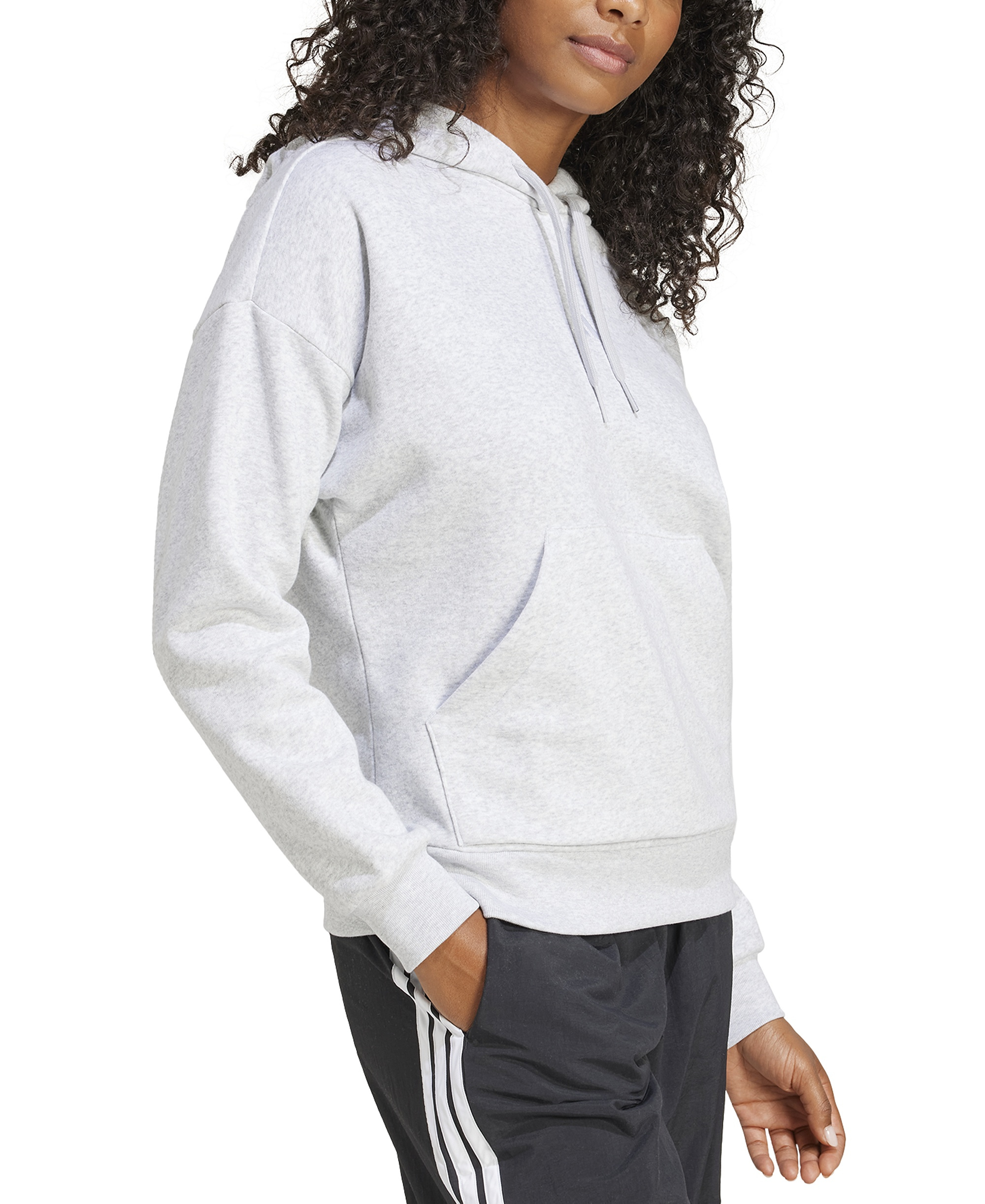 adidas Women's Essentials Long-Sleeve Logo Hoodie - Light Gray Heather/White