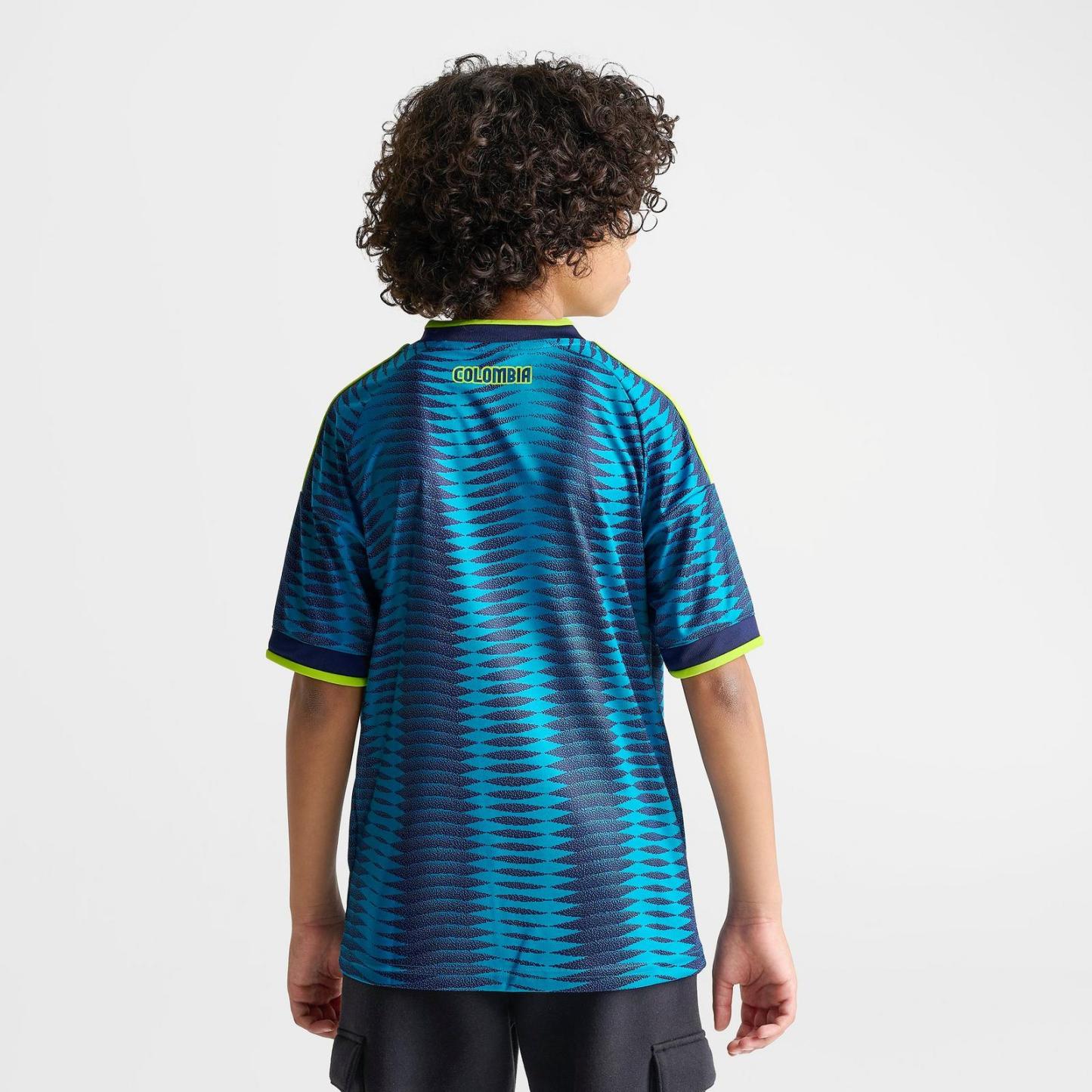 Big Kids' adidas Colombia 26 Away Soccer Jersey - Mystery Petrol/Team Navy Blue - view 4