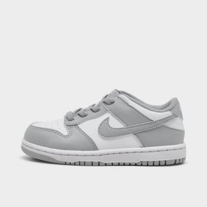 Kids' Toddler Nithtke Dunk Low Casual Shoes - Light Smoke Grey/White - Left shoe facing left. Outside of the shoe.