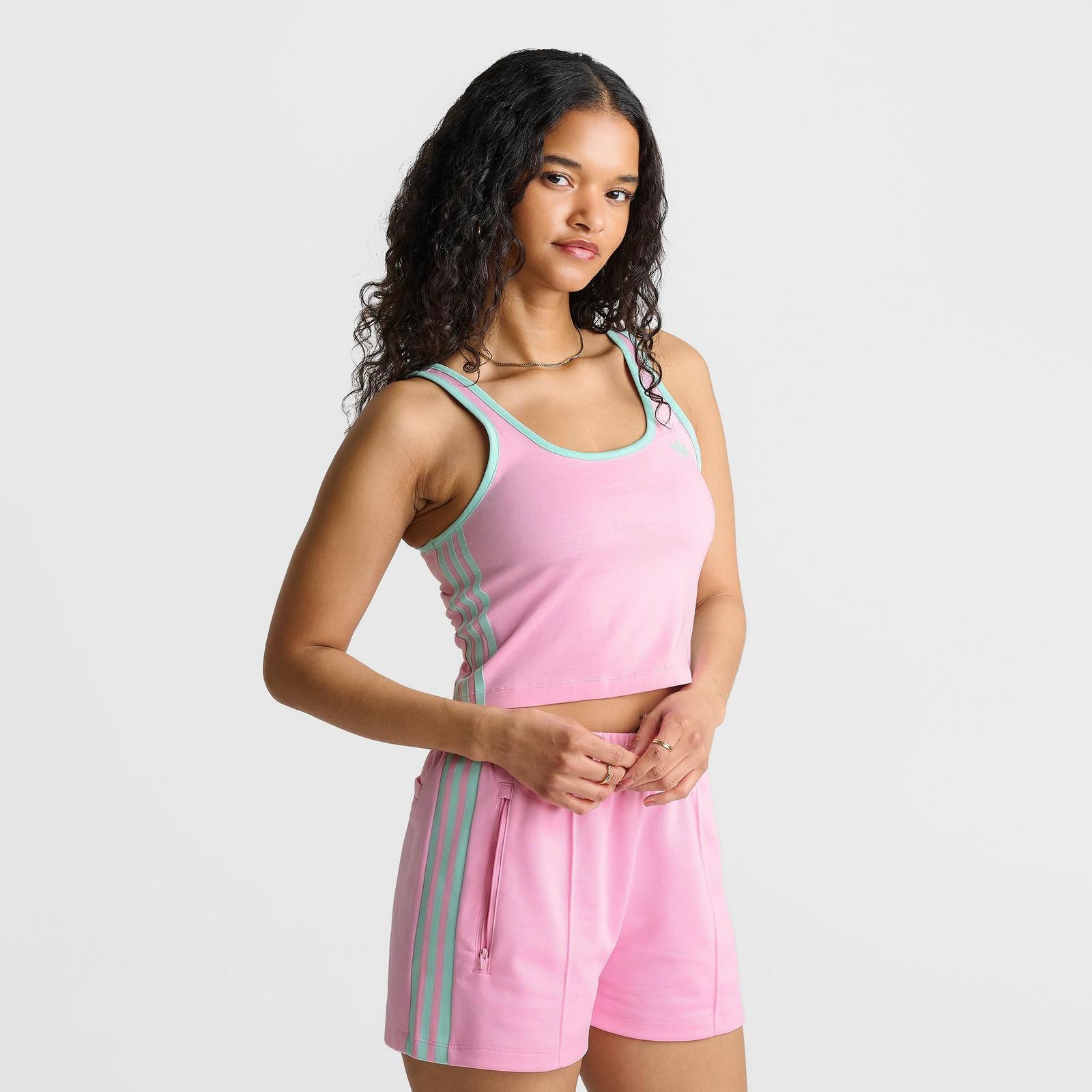 Women's adidas adicolor 3-Stripes Slim Tank Top - True Pink/Clear Mint - view 3
