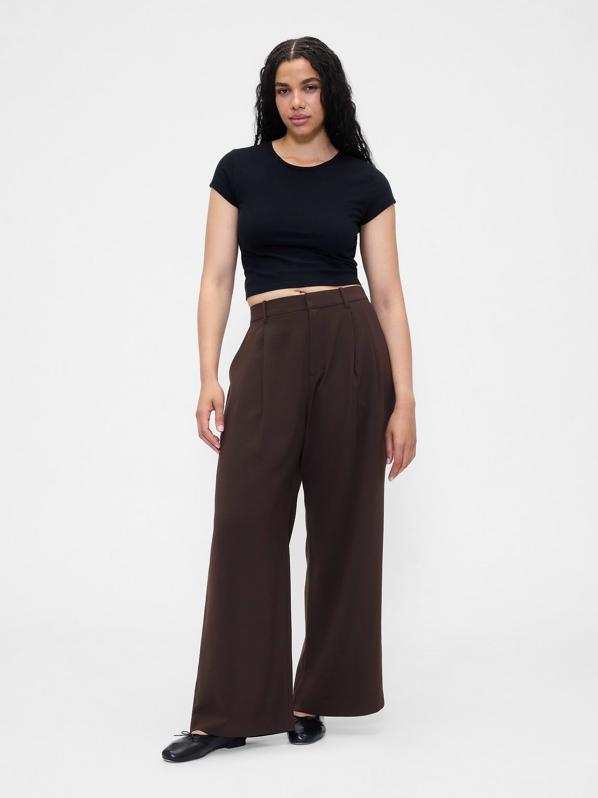 365 High Rise Pleated Trousers - Terra brown