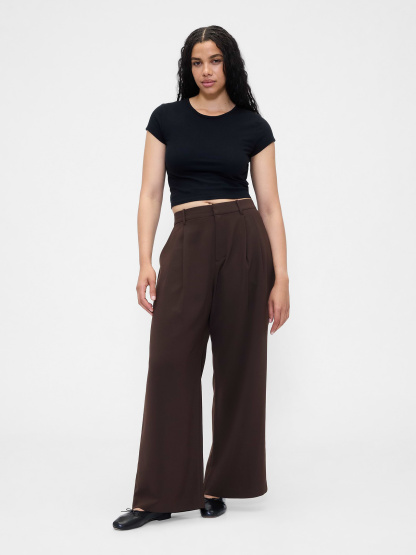 365 High Rise Pleated Trousers - Terra brown