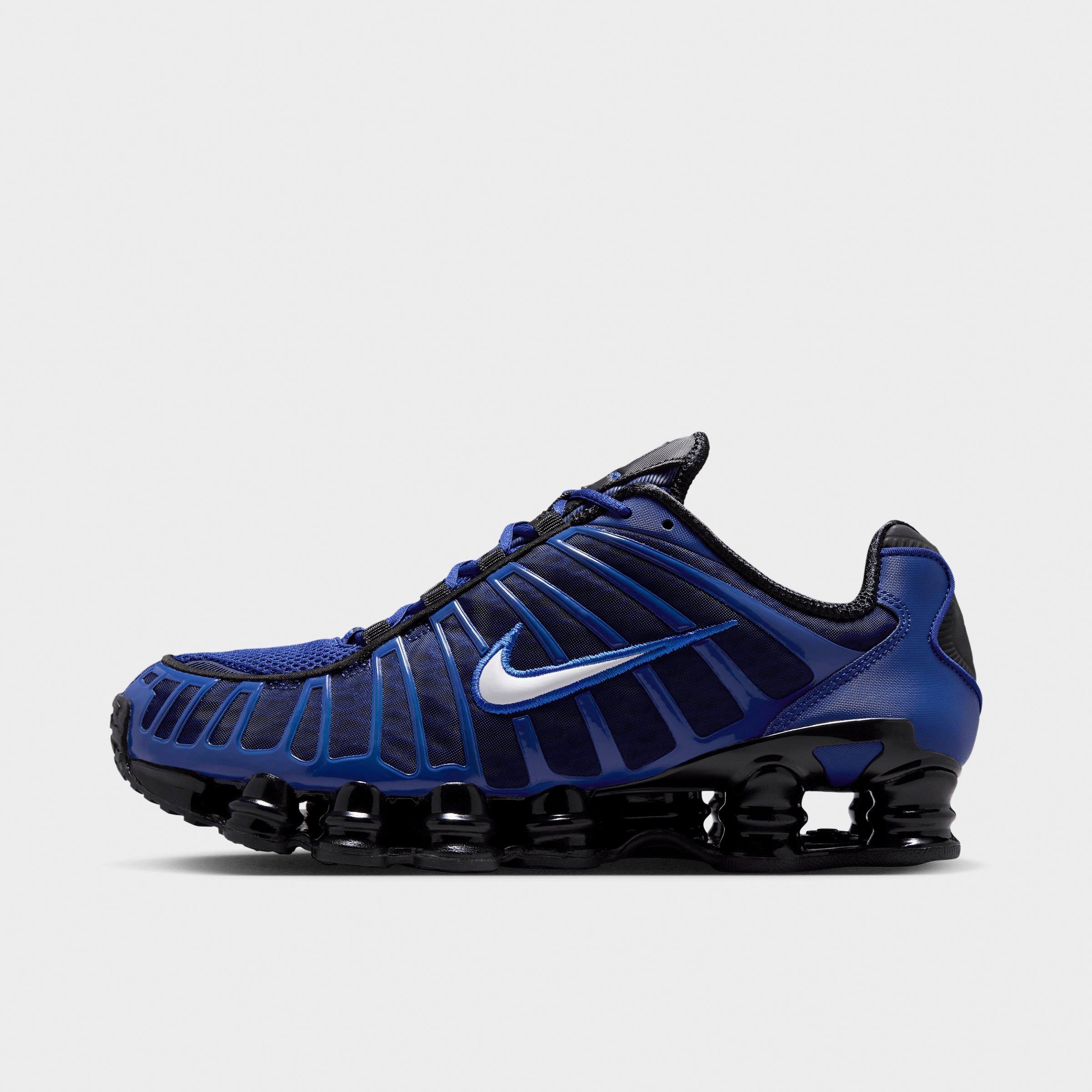 Men's Nithtke Shox TL Casual Shoes - Part 1 - Deep Royal Blue/Black/Racer Blue/White - Left shoe facing left. Outside of the shoe.