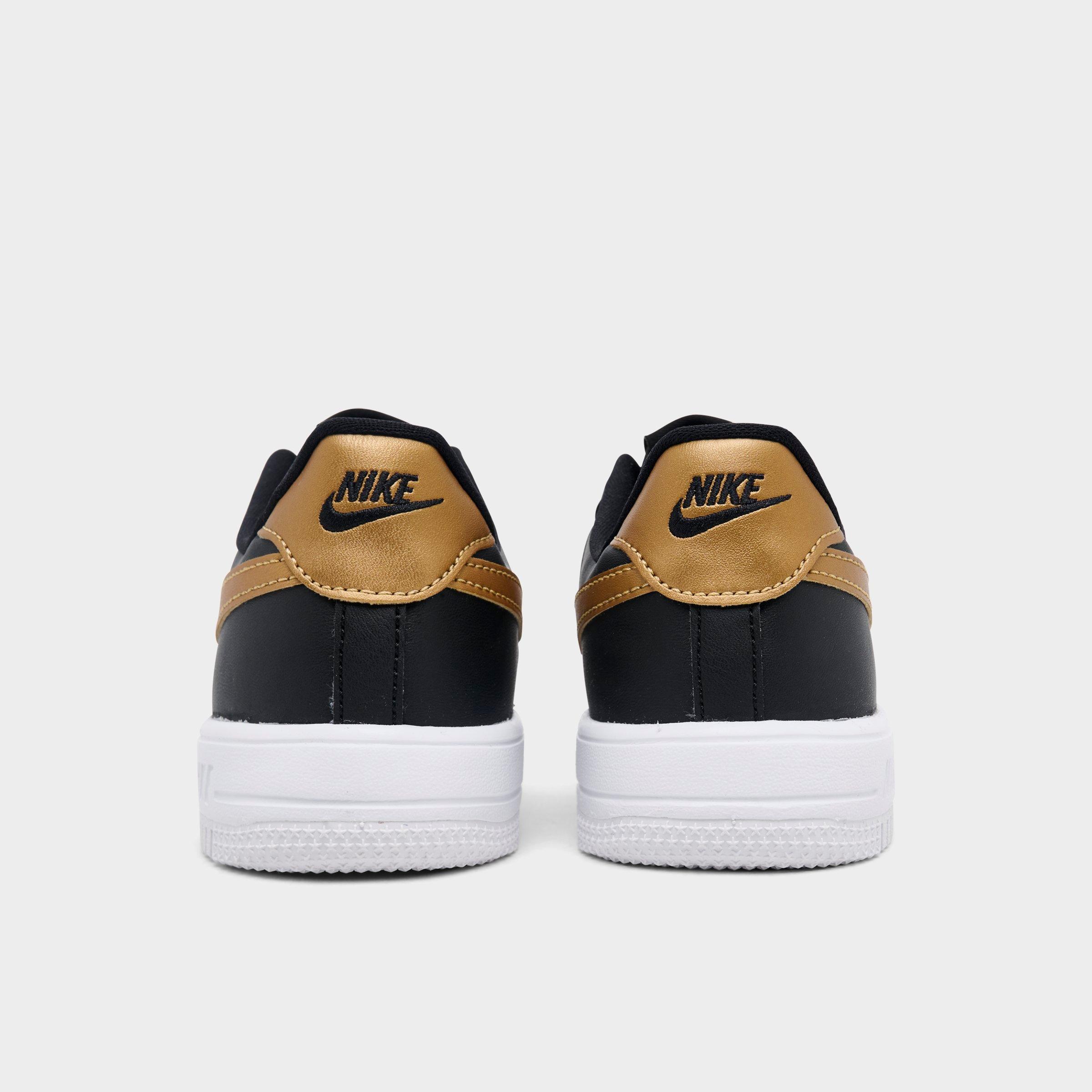 Little Kids' Nithtke Force 1 Casual Shoes - Part 1 - Black/Metallic Gold/White - Back view