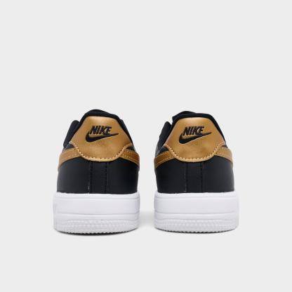 Little Kids' Nithtke Force 1 Casual Shoes - Part 1 - Black/Metallic Gold/White - Back view