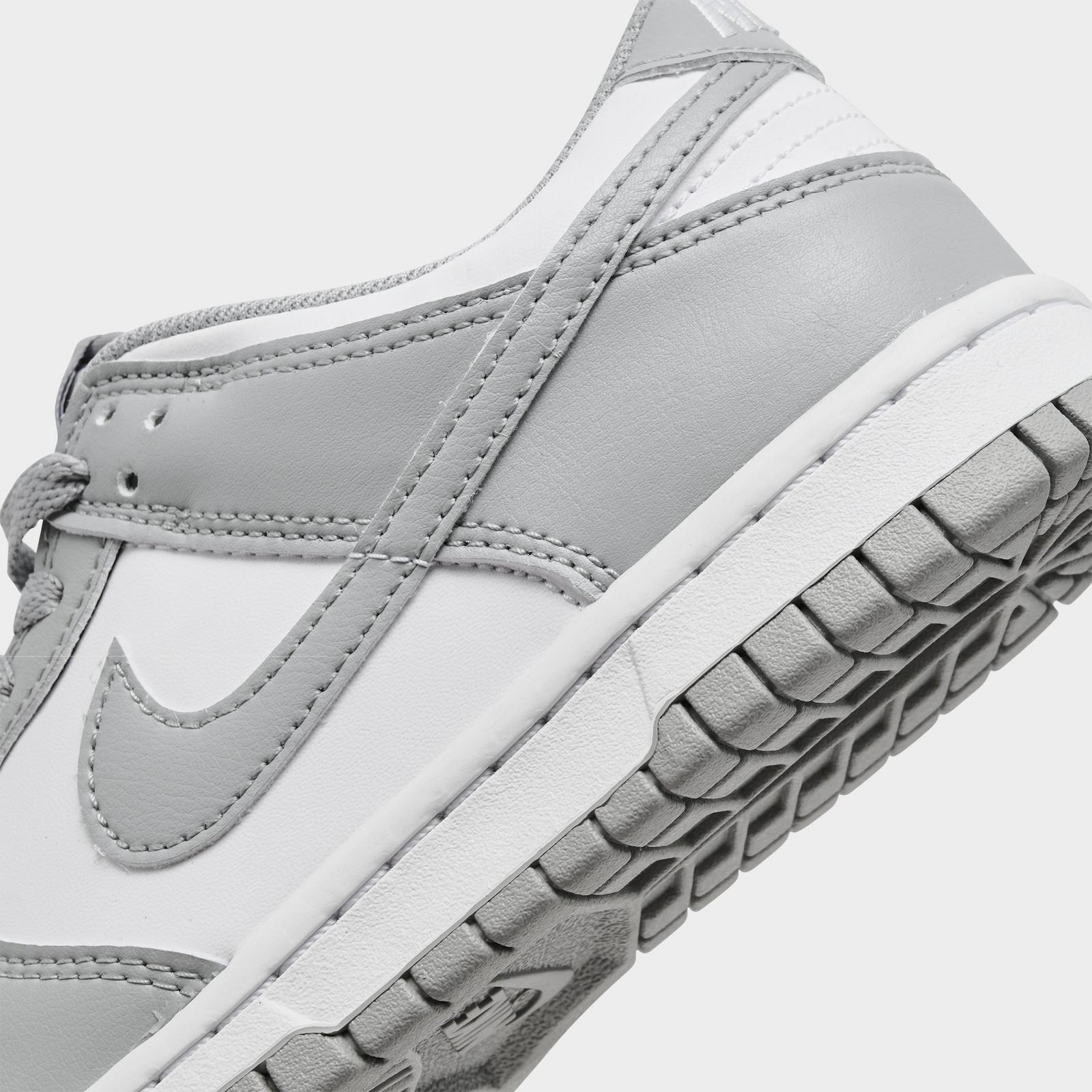 Big Kids' Nike Dunk Low Casual Shoes - White/White/Light Smoke Grey