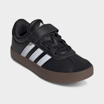 Little Kids' adidas VL Court 3.0 Hook-And-Loop Casual Shoes - Black/White - Both shoes facing left