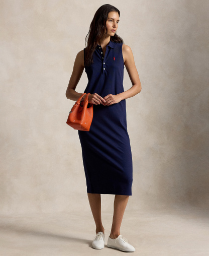 Polo Ralph Lauren Women's Stretch-Cotton Sleeveless Polo Dress - Newport Navy