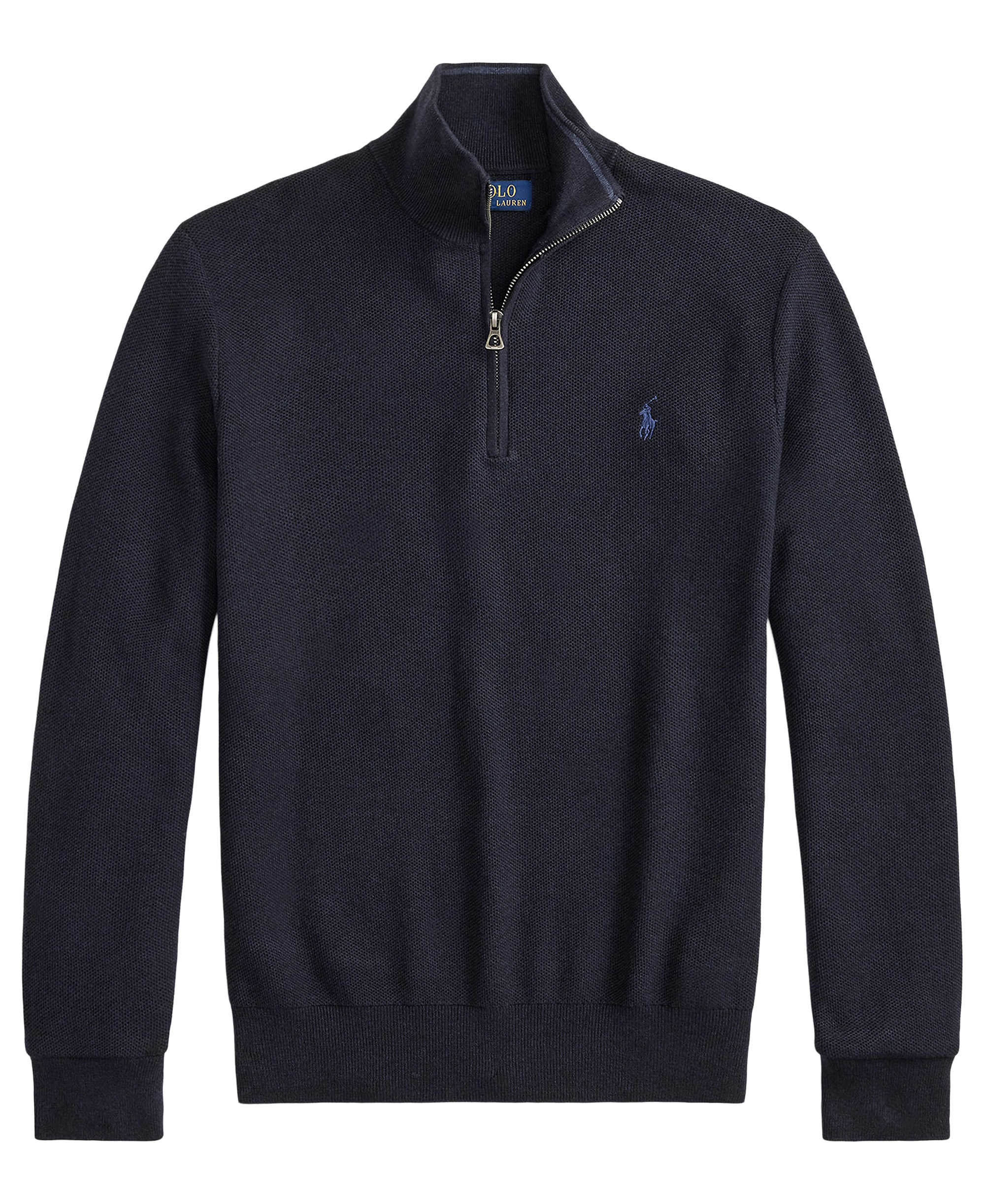 Polo Ralph Lauren Men's Mesh-Knit Cotton Quarter-Zip Sweater - Navy Heather