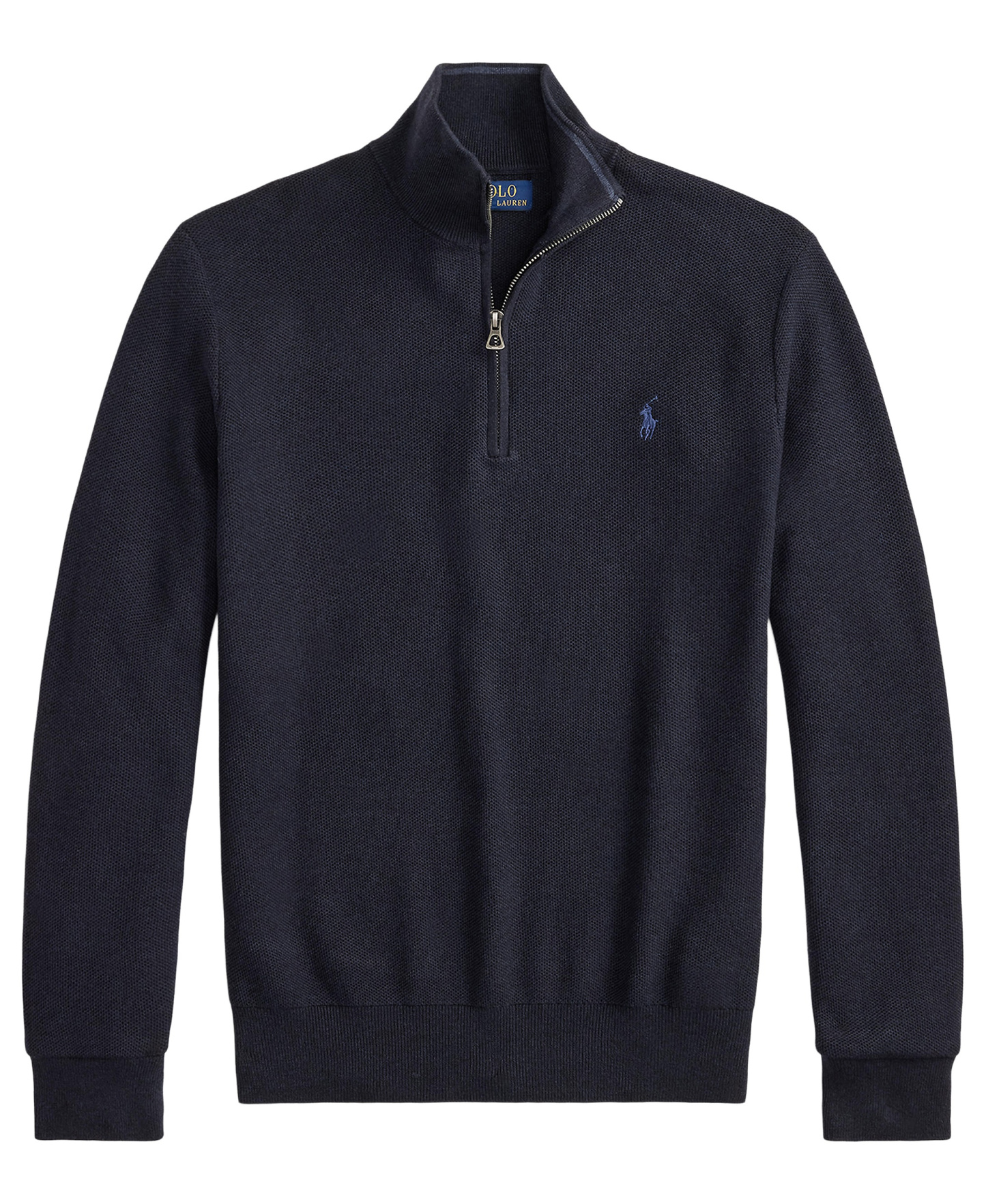 Polo Ralph Lauren Men's Mesh-Knit Cotton Quarter-Zip Sweater - Navy Heather