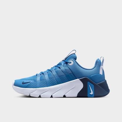 Men's Nithtke Free Metcon 7 Training Shoes - Indigo Storm/Thunder Blue/Football Grey - Left shoe facing left. Outside of the shoe.