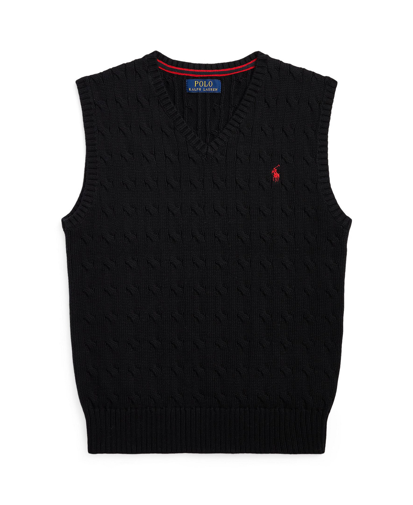 Polo Ralph Lauren Big Boys Cable- Knit Sweater Vest - Polo Black