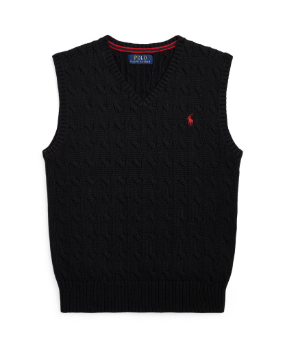 Polo Ralph Lauren Big Boys Cable- Knit Sweater Vest - Polo Black