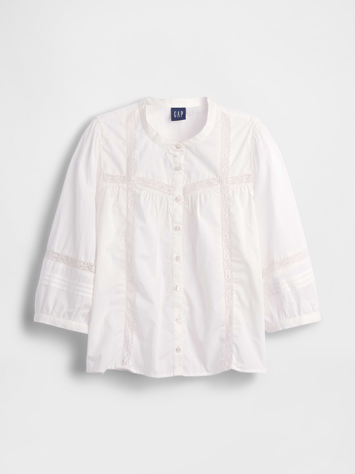 Lace-Trim Button-Front Swing Top - New off white