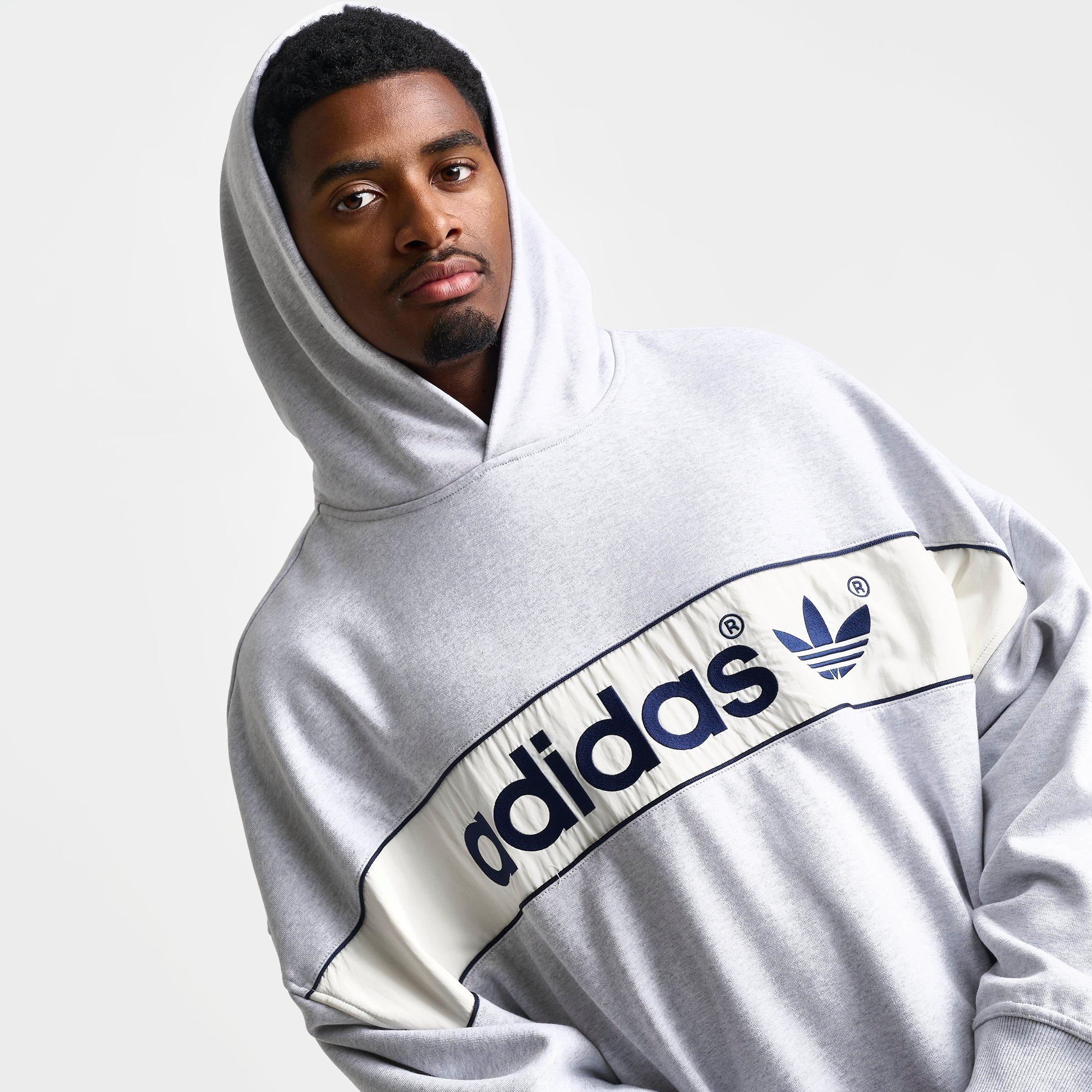 Men's adidas Originals adiSignature NY Fleece Pullover Hoodie - Light Grey Heather