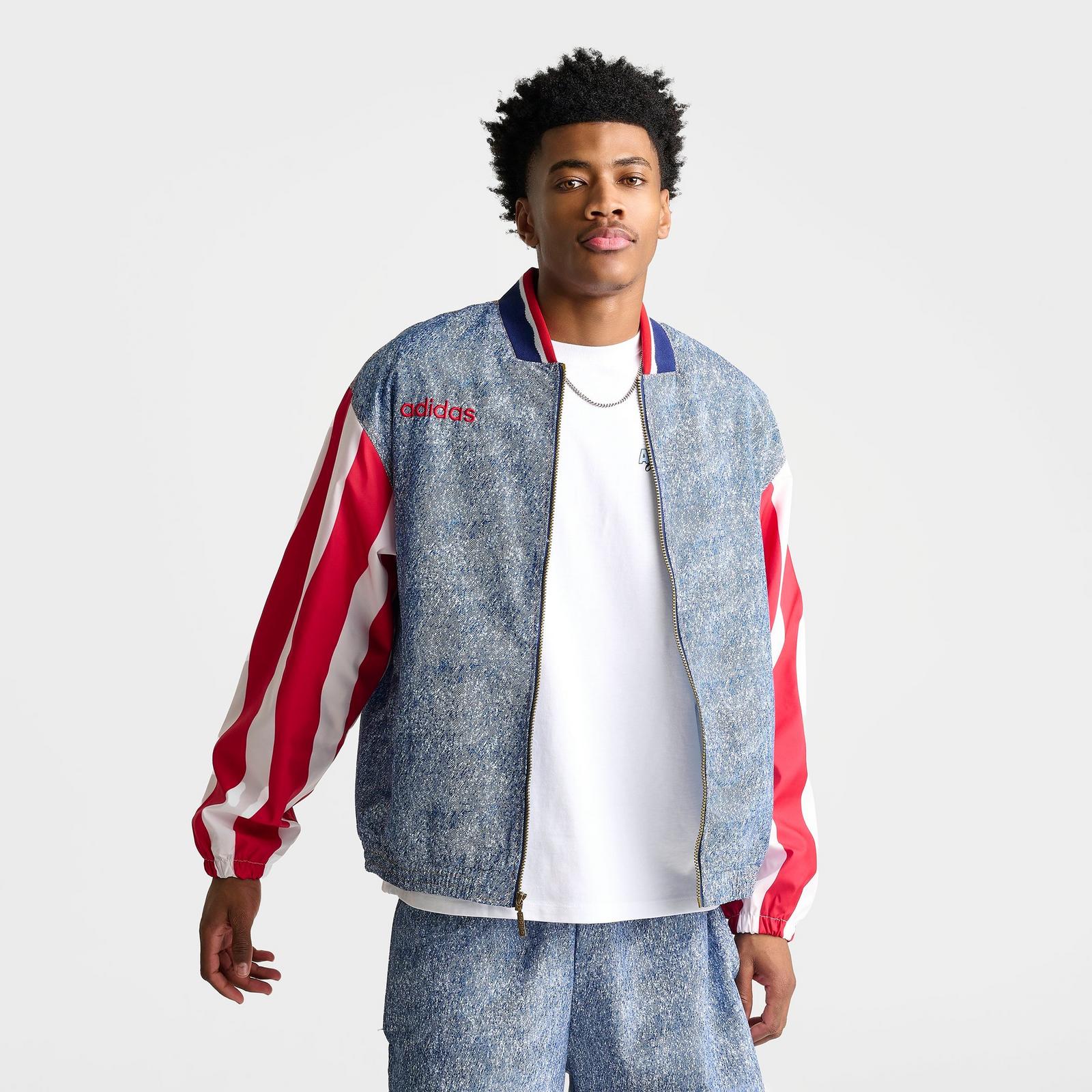 Men's adidas Denim Graphic Track Top - White/Dark Blue - view 3